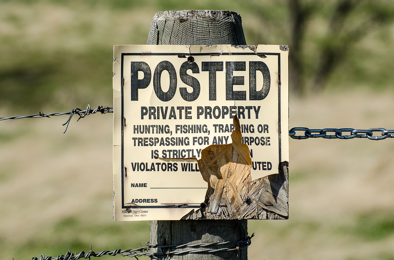 private property sign posted keep out free photo