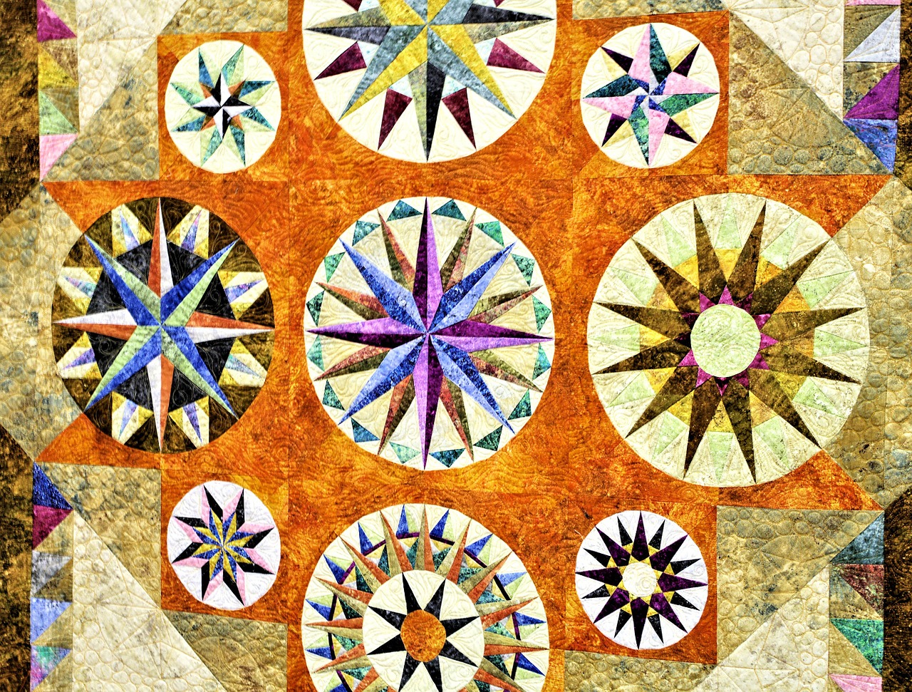 prize winning quilt circular star designs sewing free photo