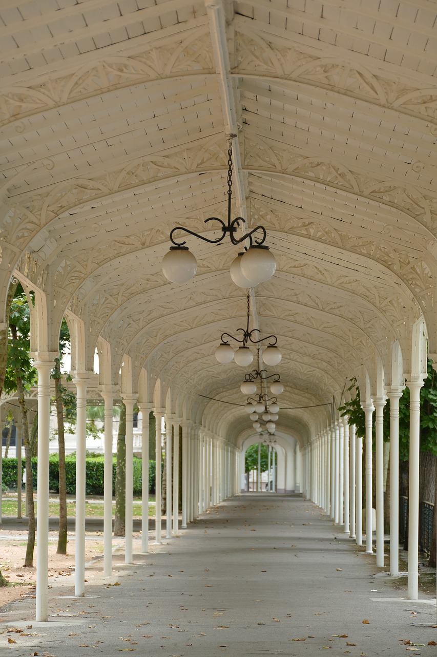 promenade walking path canopy free photo