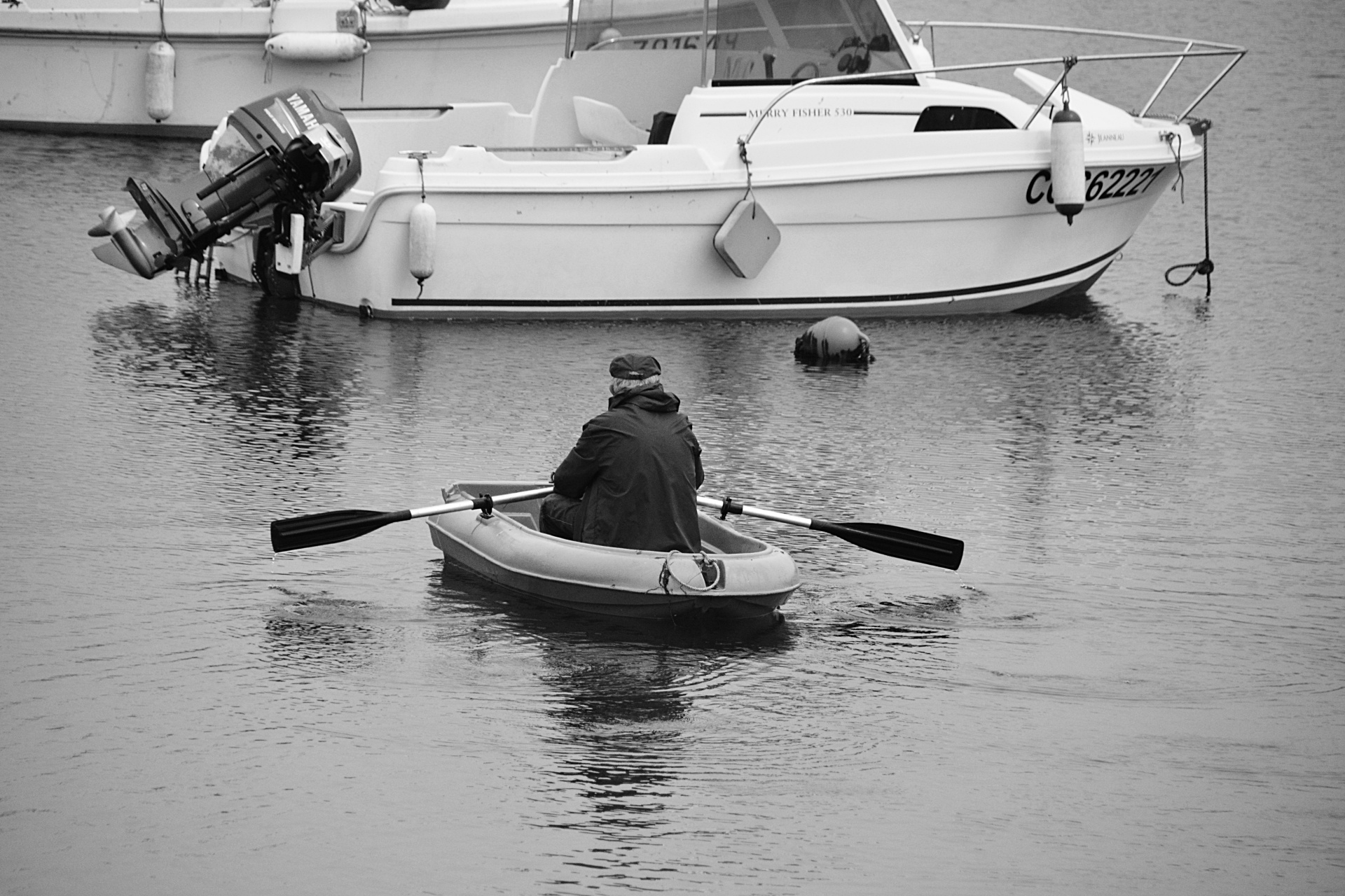 man boat oars free photo