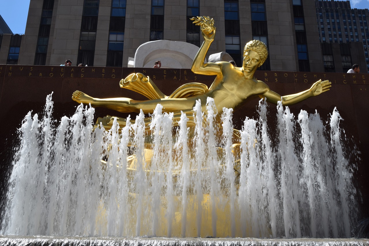 prometheus fountain rockefeller center manhattan free photo