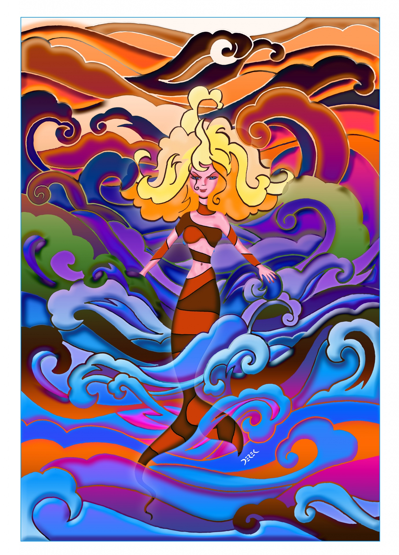 mermaid psychedelic waves free photo