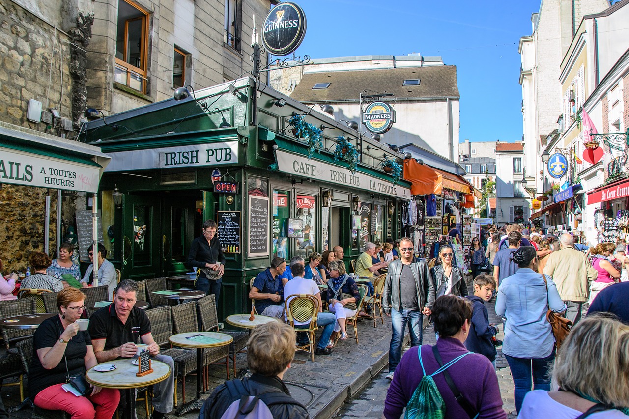 pub tourists montmartre free photo