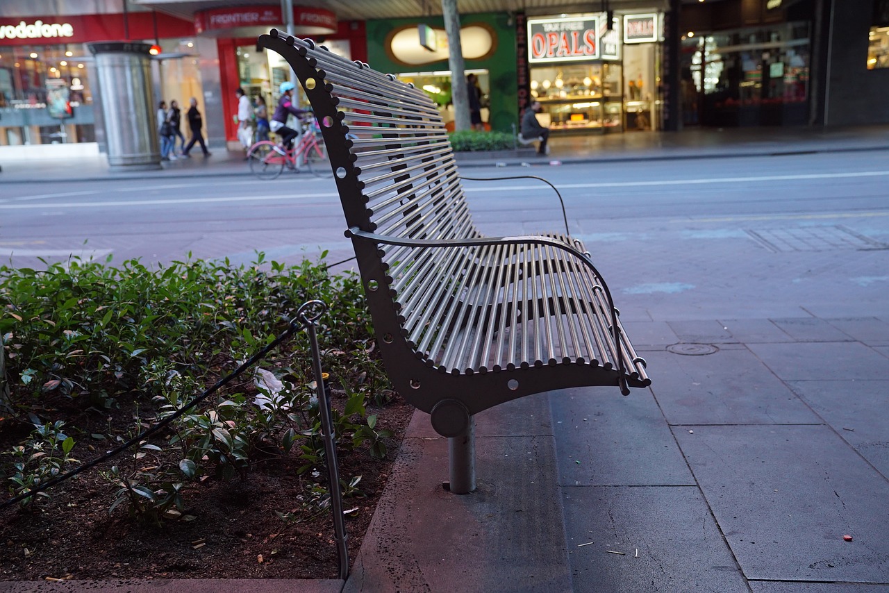 public bench melbourne city relief free photo