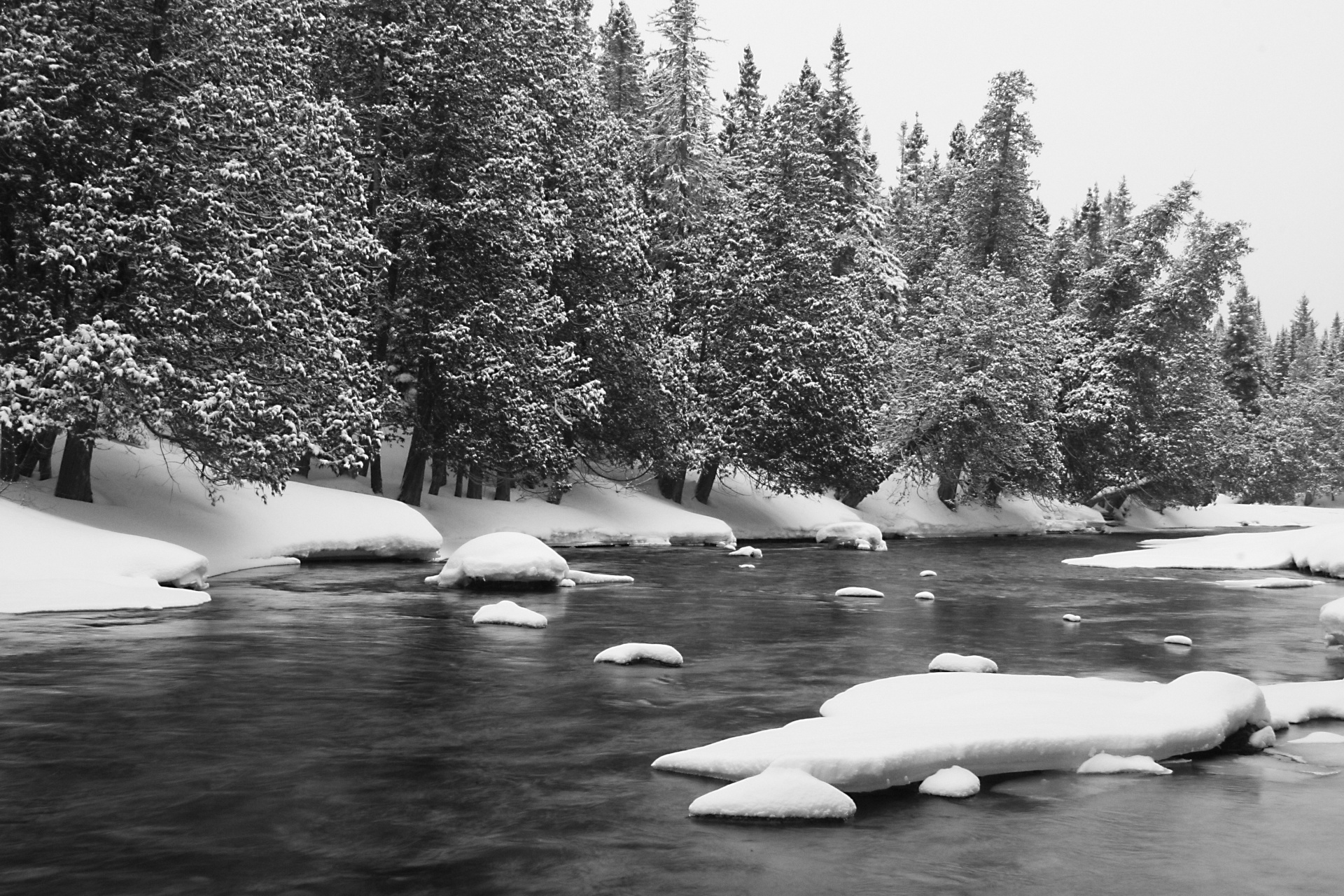 snow river winter free photo