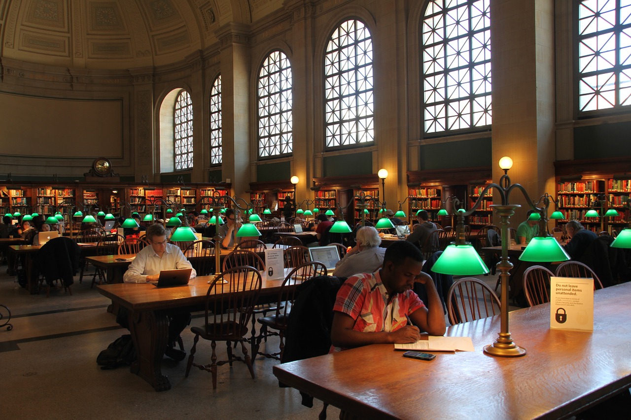 public library reading room boston free photo