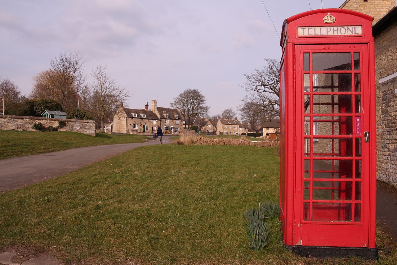 public phone village pond red free photo