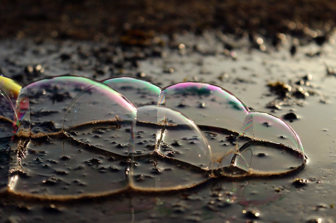 puddle soap bubbles blow free photo