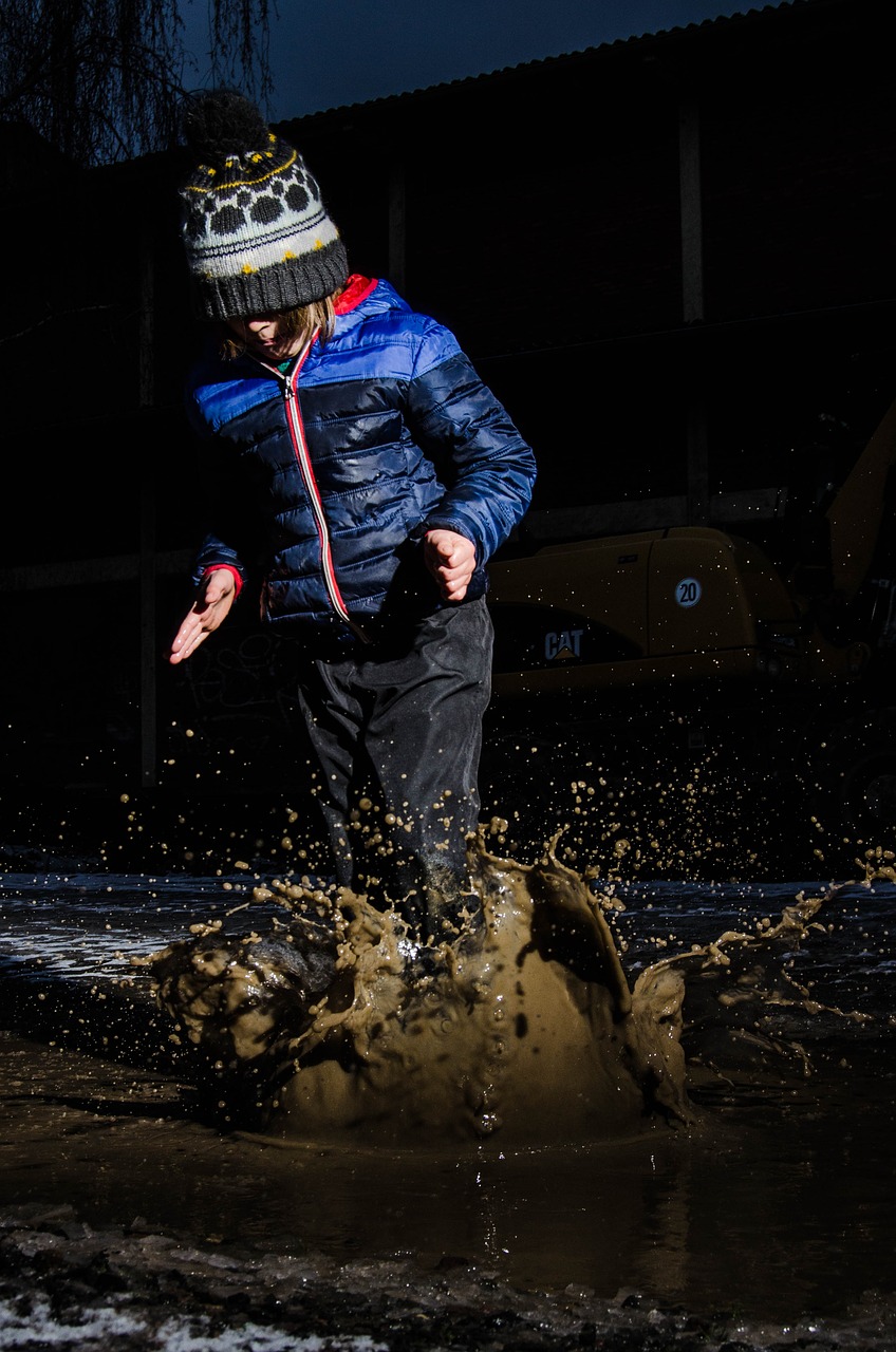 puddle child winter free photo