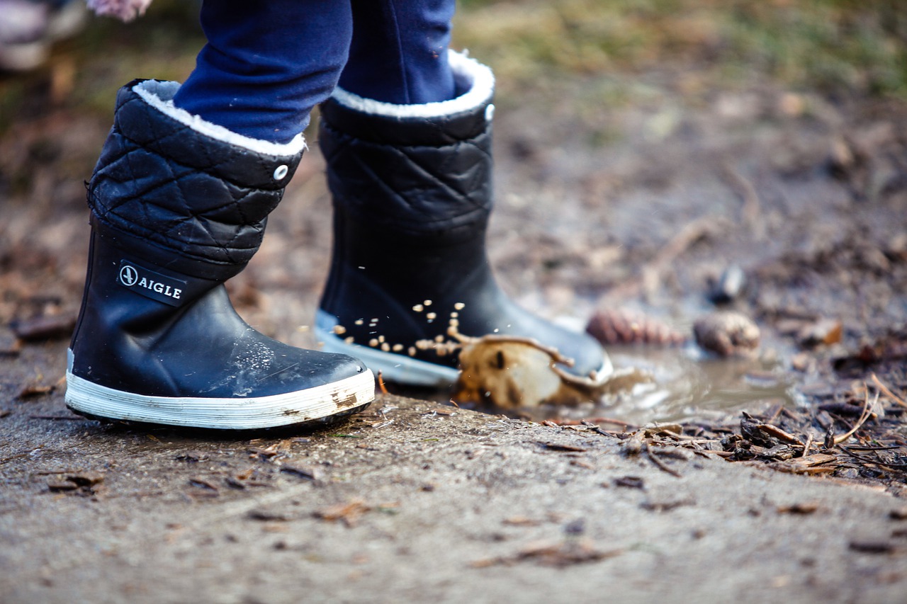 puddle  outdoor play  rubber boots free photo