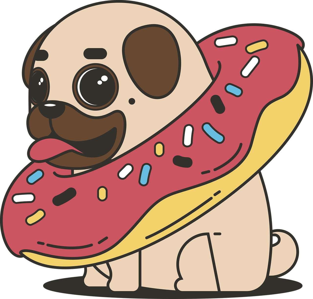 pug donut sweets free photo