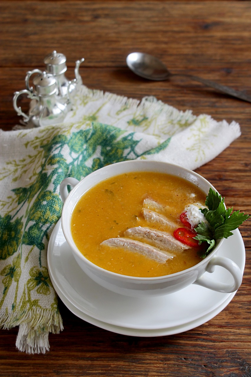 pumpkin soup in meat broth free pictures free photo