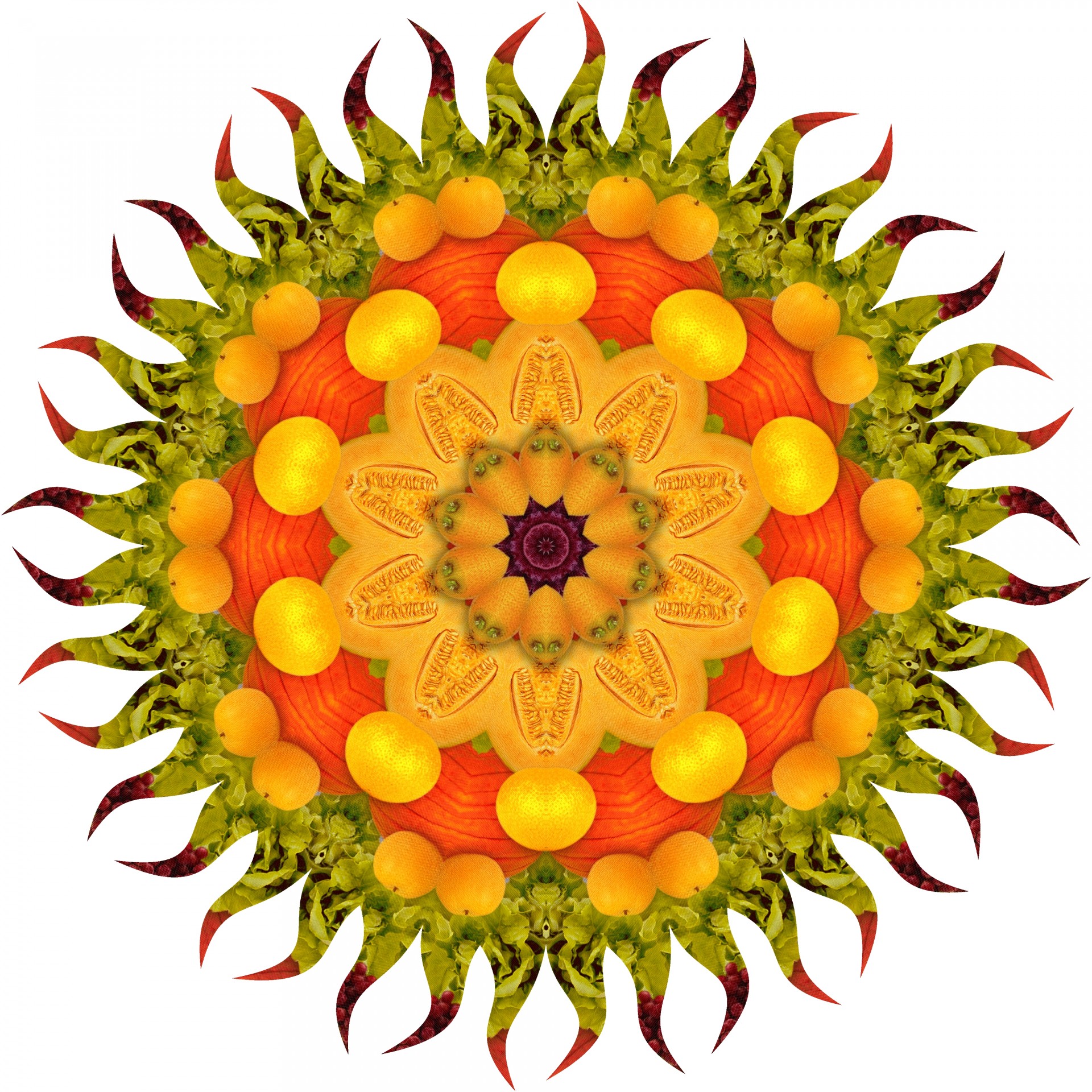 sun pumpkin abstract geometric seamless kaleidoscope pattern free photo