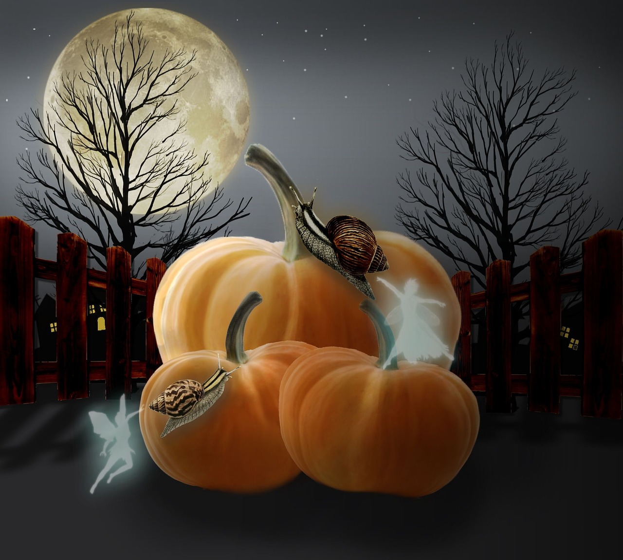 pumpkins hallowenn night free photo