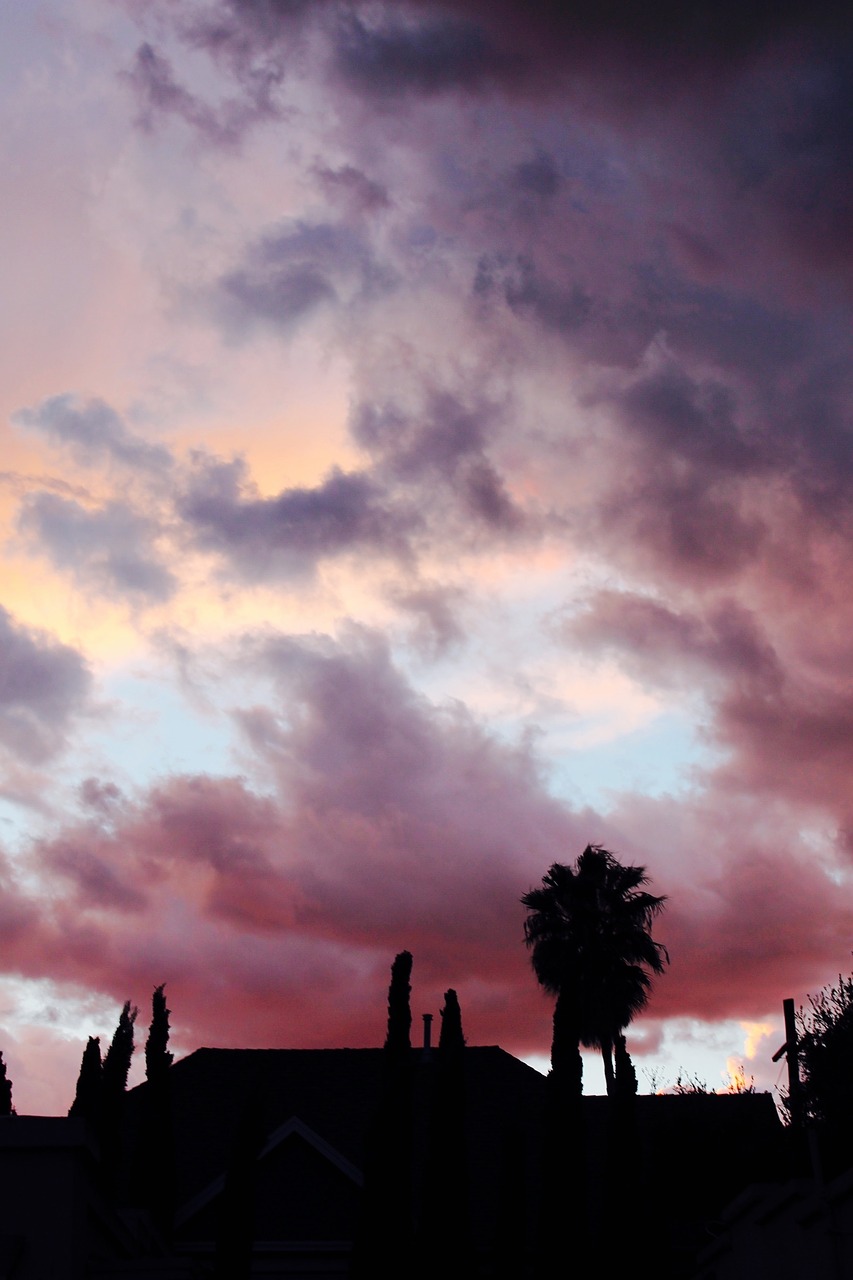 purple clouds sunset free photo