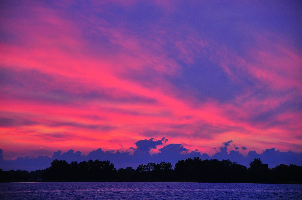 purple pink sunset free photo