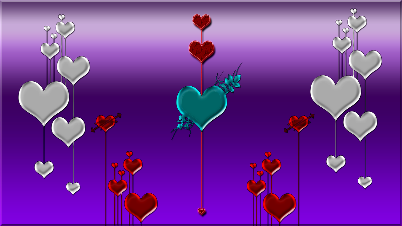 purple background hearts free photo