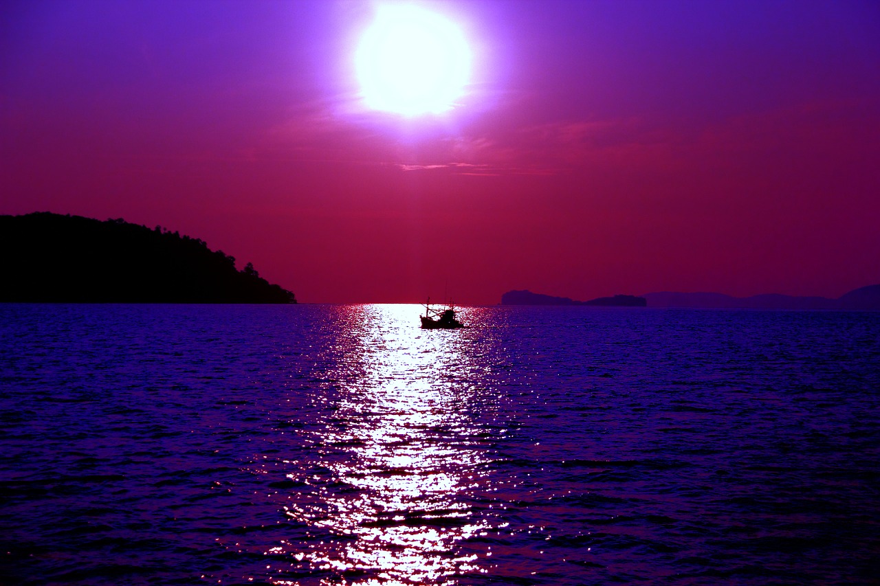 purple sea ocean free photo