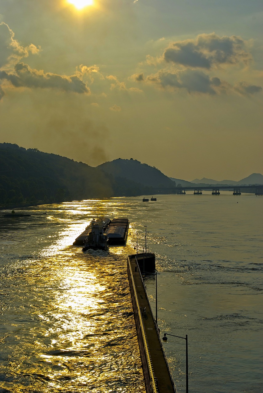 pushing upstream  tugboat  arkansas free photo