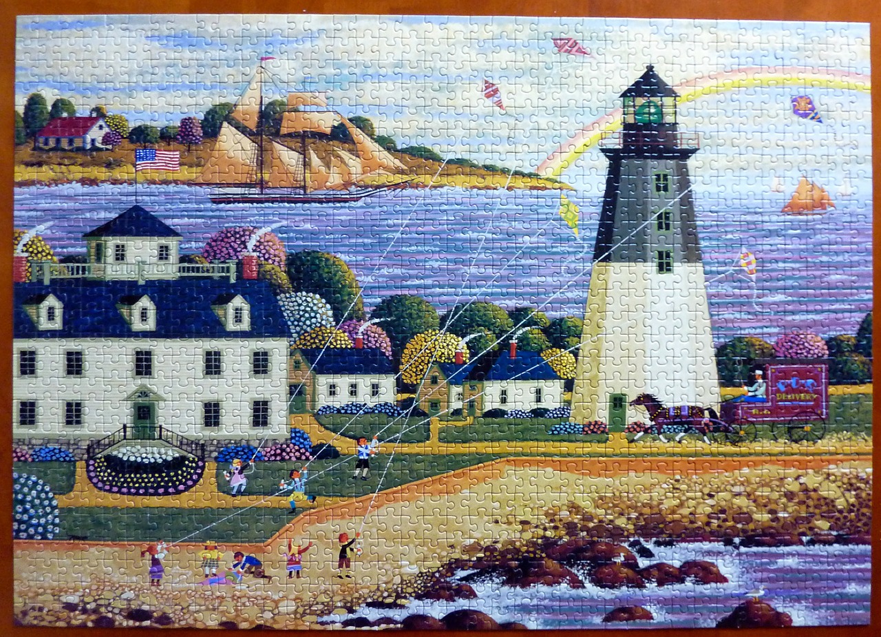 puzzle lighthouse colorful free photo