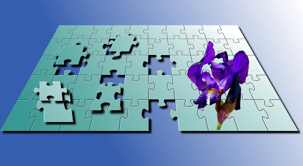 puzzle blue iris free photo