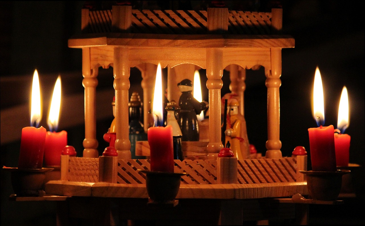 pyramid christmas candles free photo