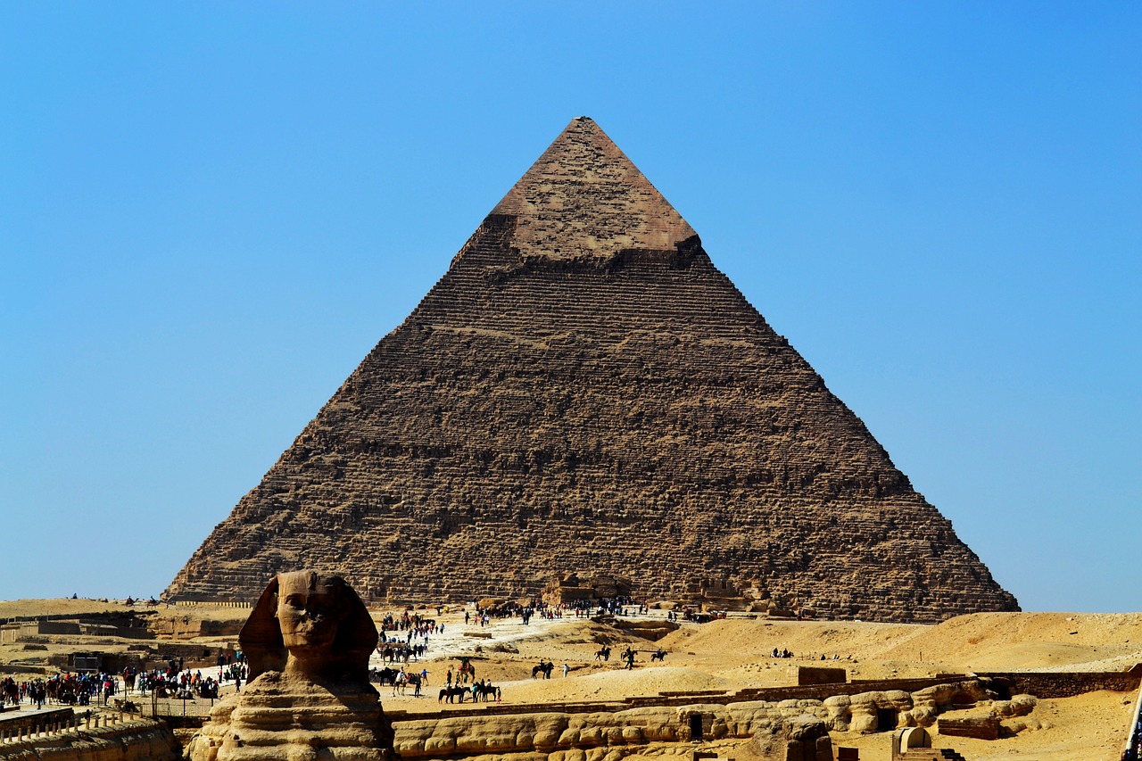 pyramid  sphinx  desert free photo