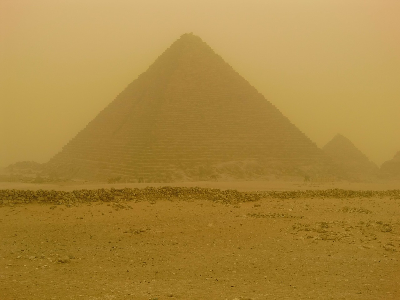 pyramids egypt sandstorm free photo