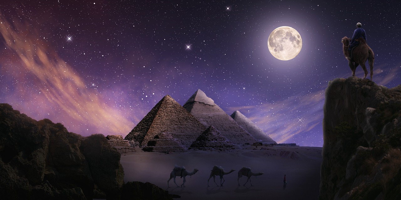 pyramids  gizeh  night free photo