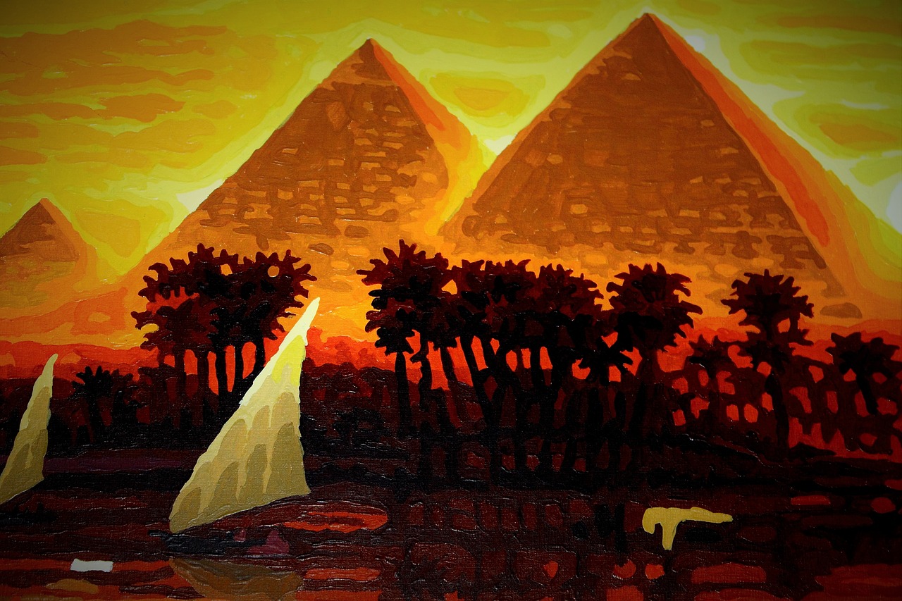 pyramids painted egypt free photo