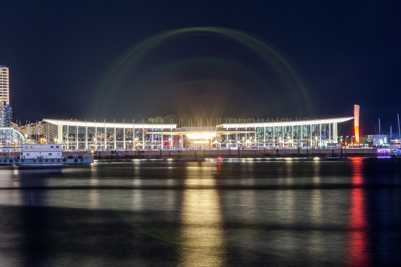 qingdao  international conference center  long exposure free photo