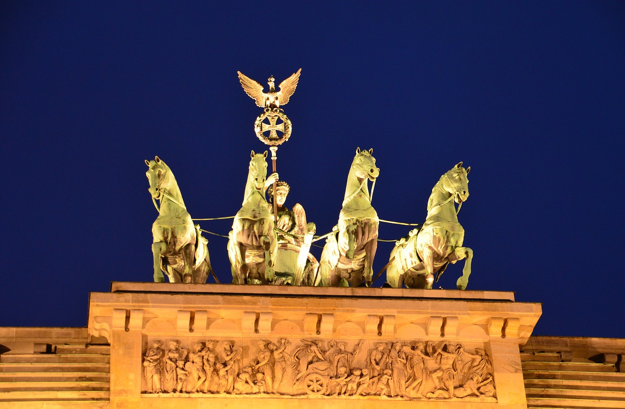 Quadriga Brandenburg Gate Berlin Night Photograph Germany Free Image From Needpix Com