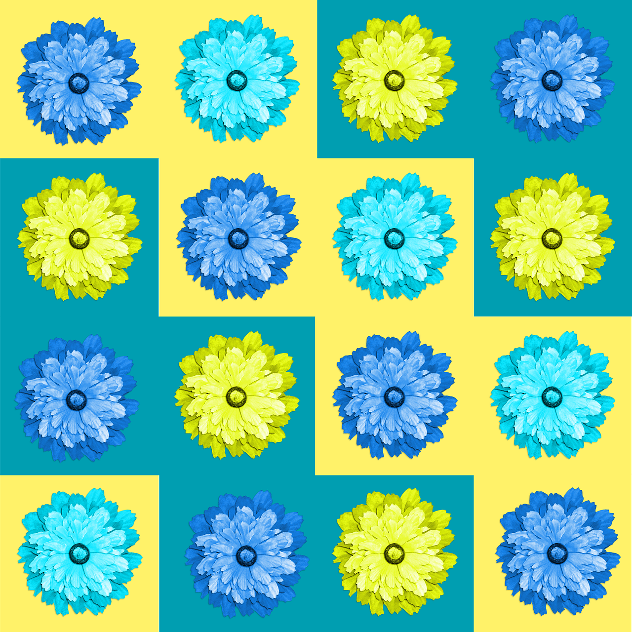 quilt flowers blue free photo