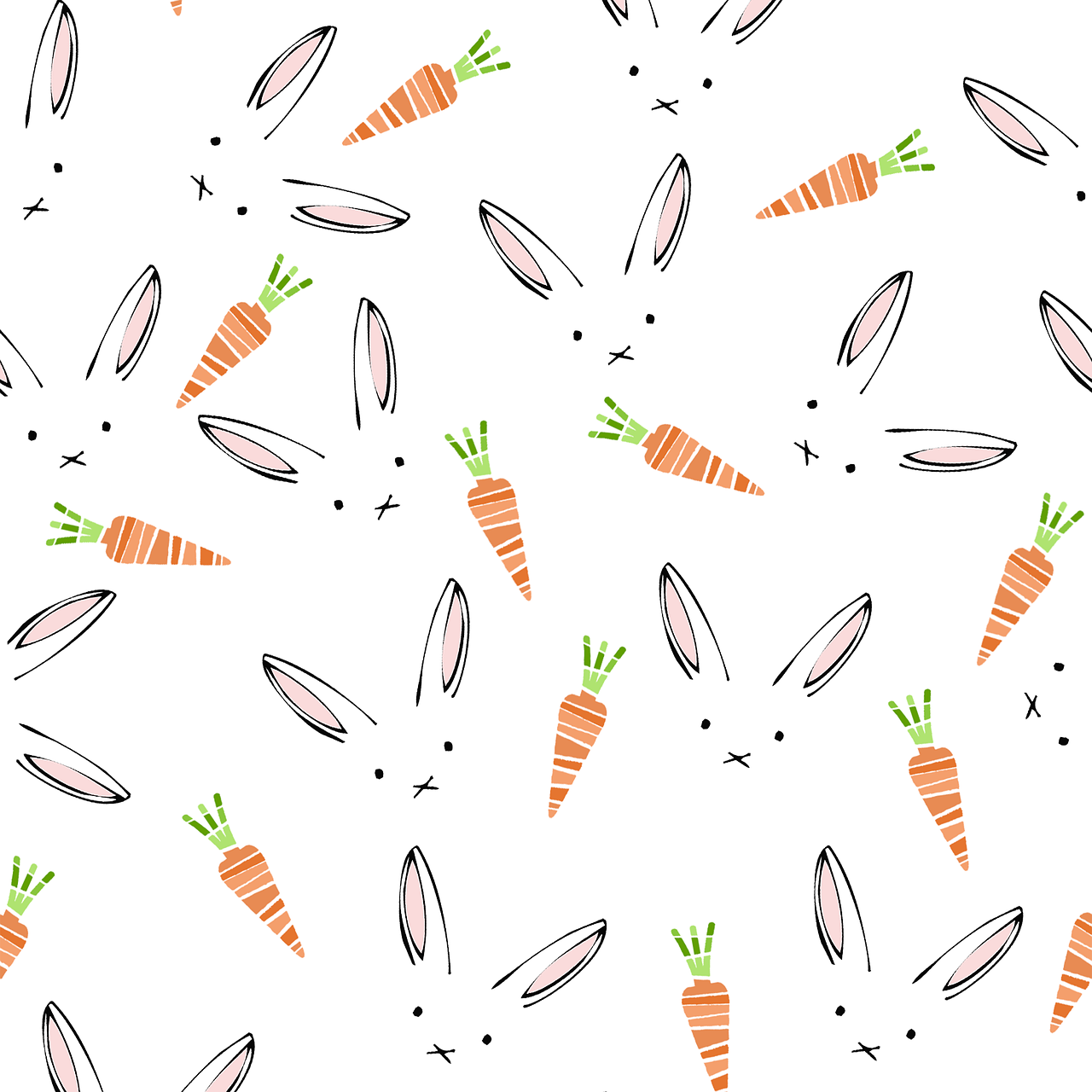 rabbit carrot pattern free photo