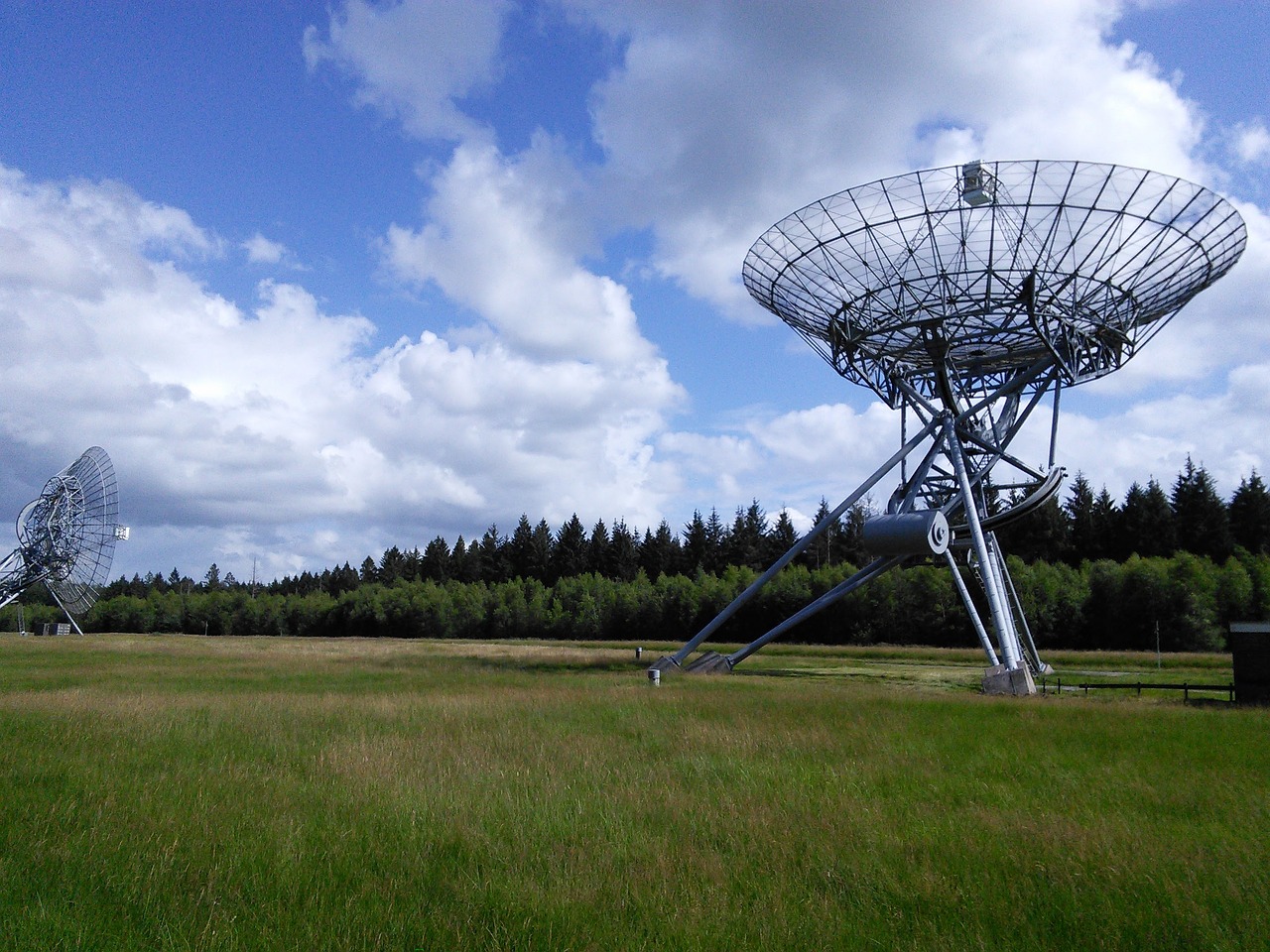 radio telescope clouds sky free photo