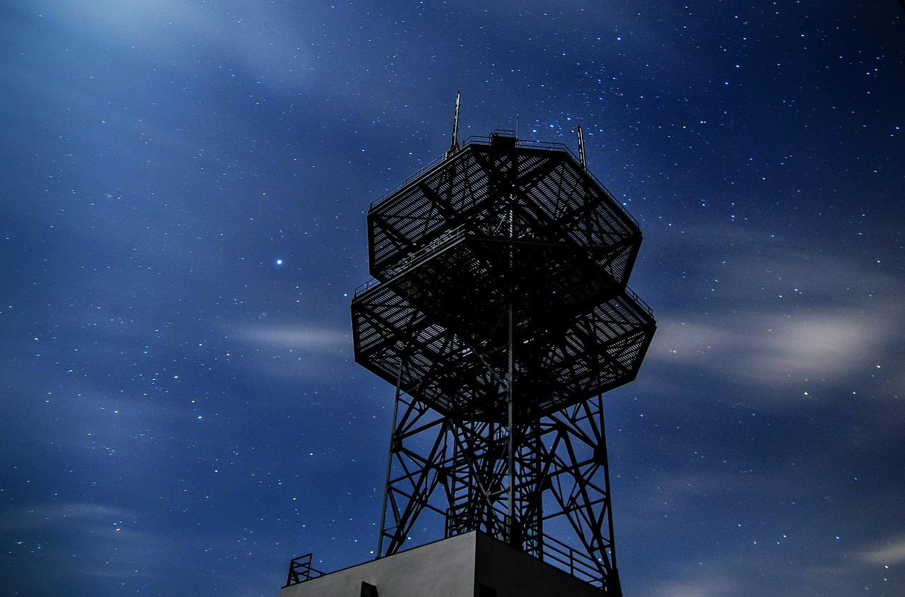 radio tower star night sky free photo