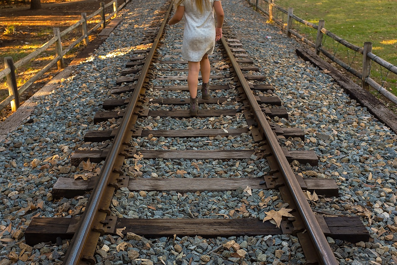 railroad run female free photo