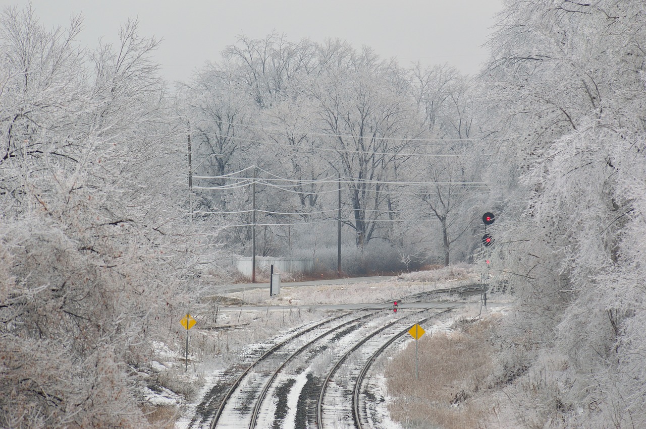 railroad tracks crossing free photo