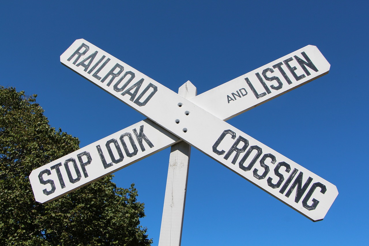 railroad crossing sign free photo