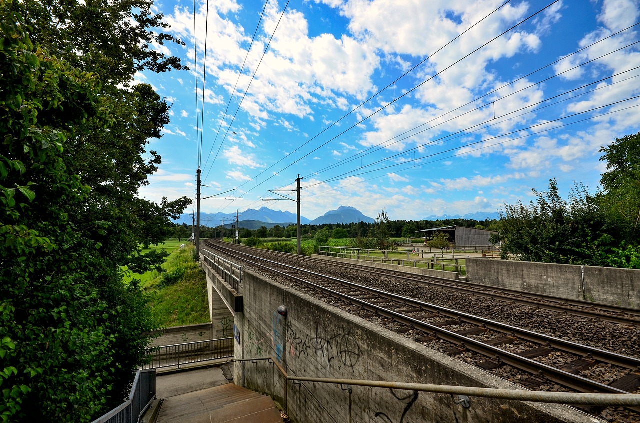 railroad track  staircase  transfer free photo