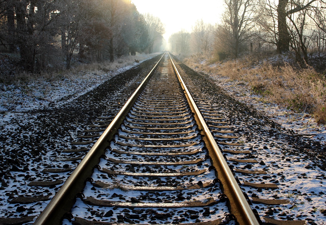 railroad tracks landscape winter free photo
