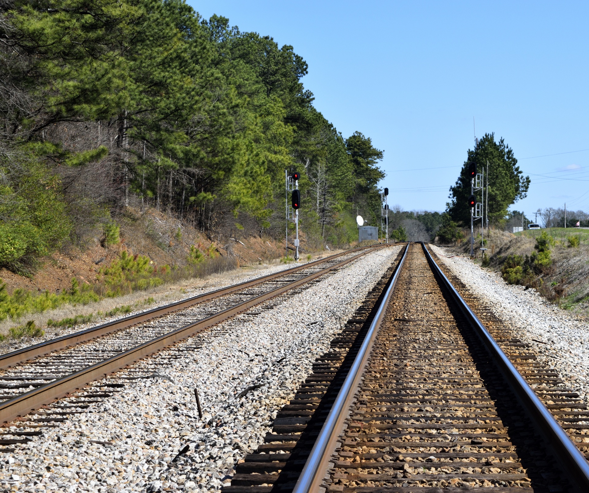 railroad tracks transportation free photo
