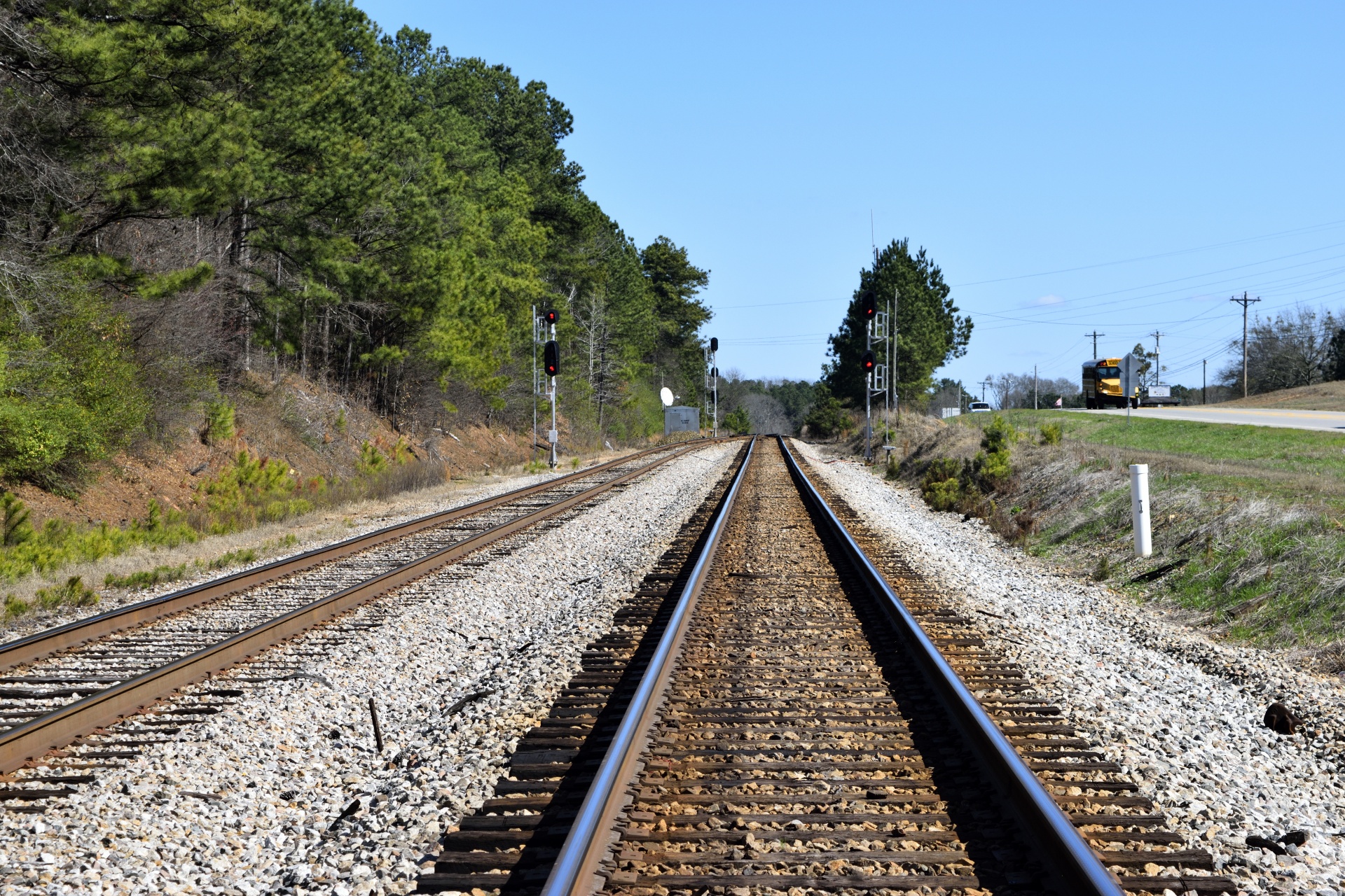 railroad tracks transportation free photo