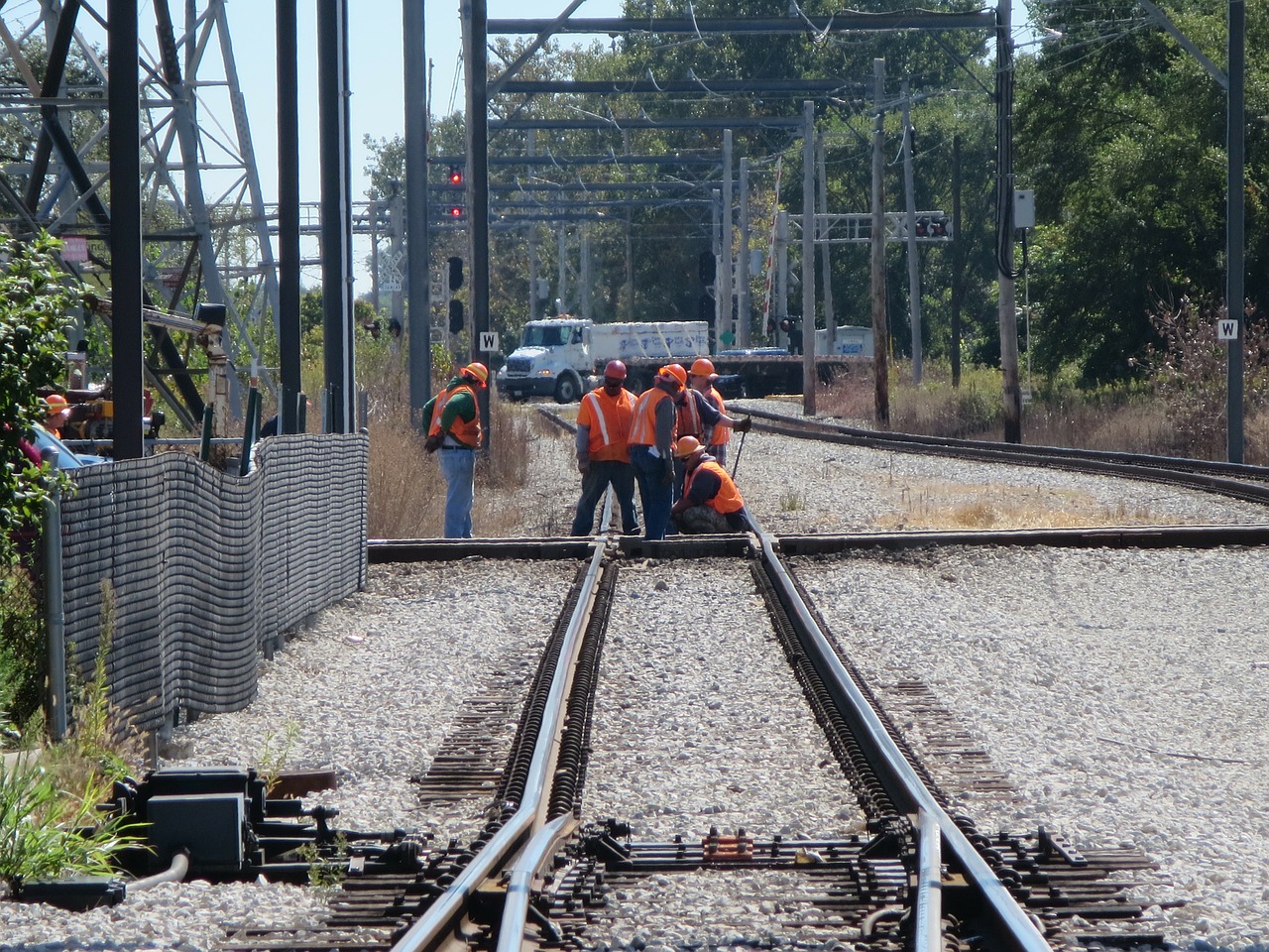 railroad workers railways railroad free photo