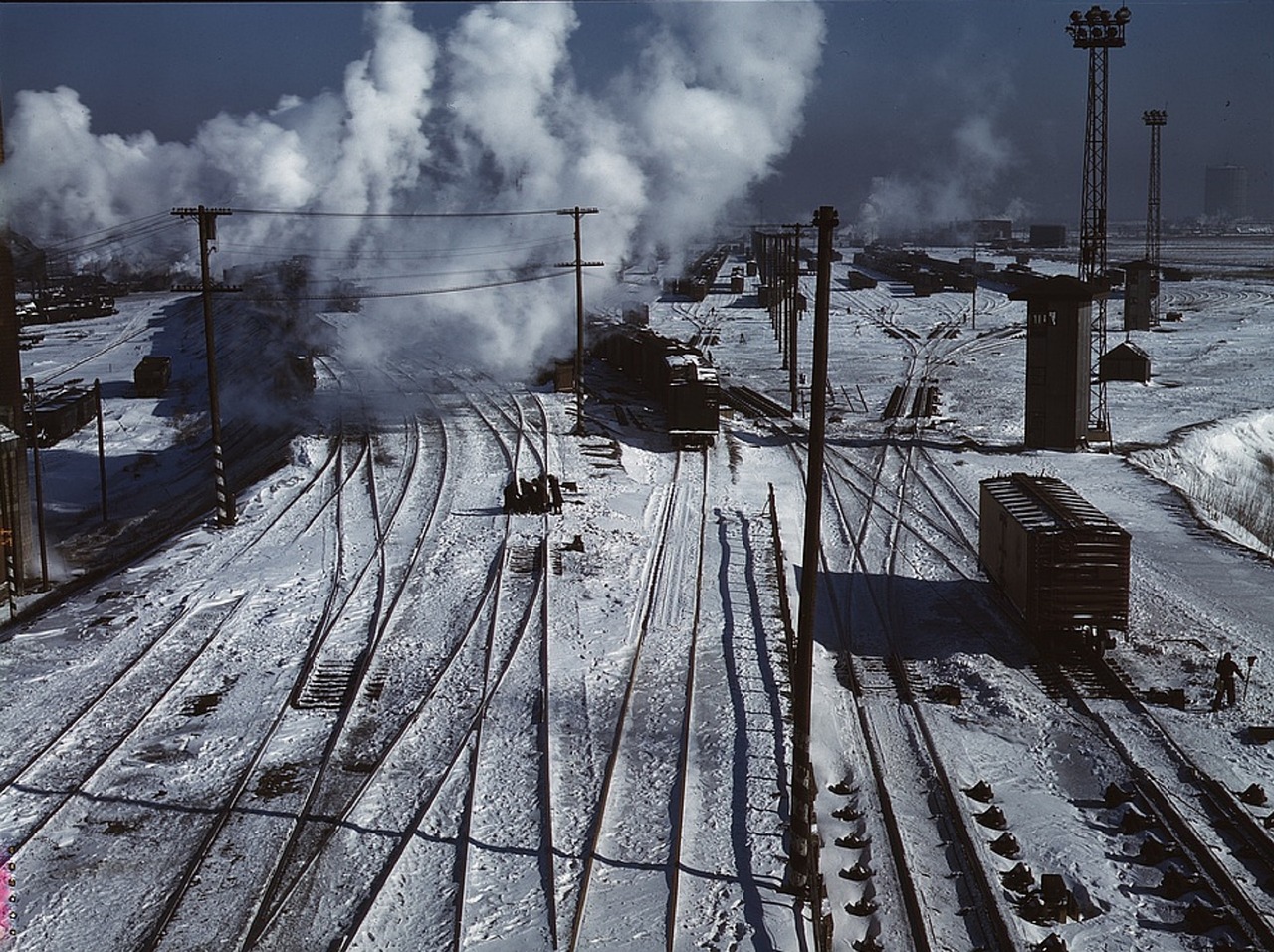 railroad yard winter snow free photo