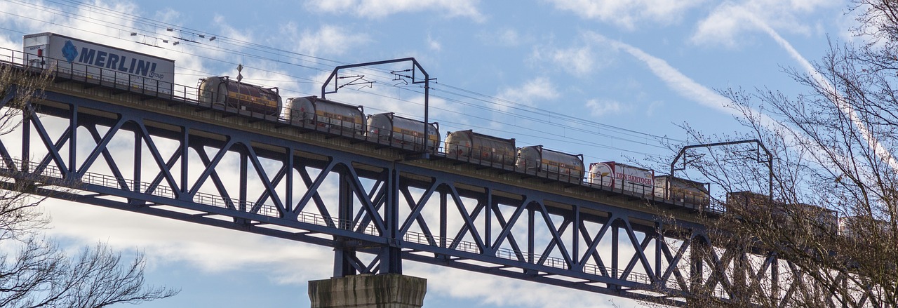 railway freight train bridge free photo