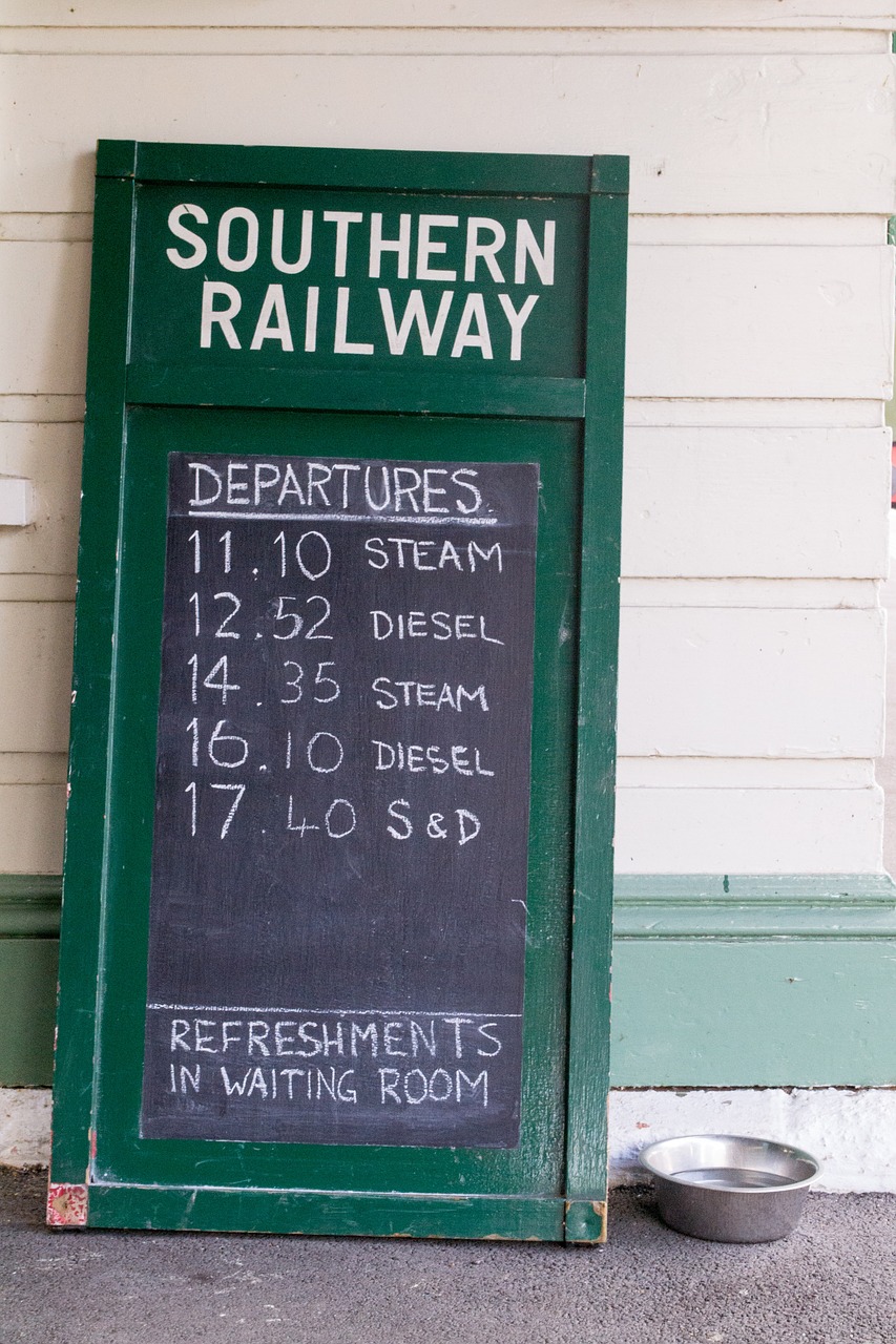 railway chalkboard timetable free photo