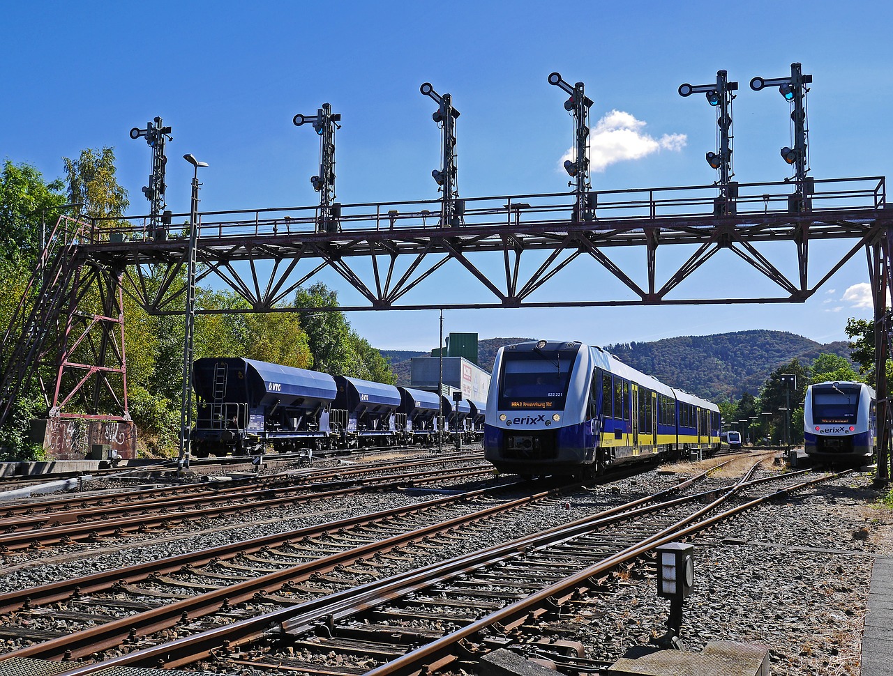 railway gleise gantry free photo