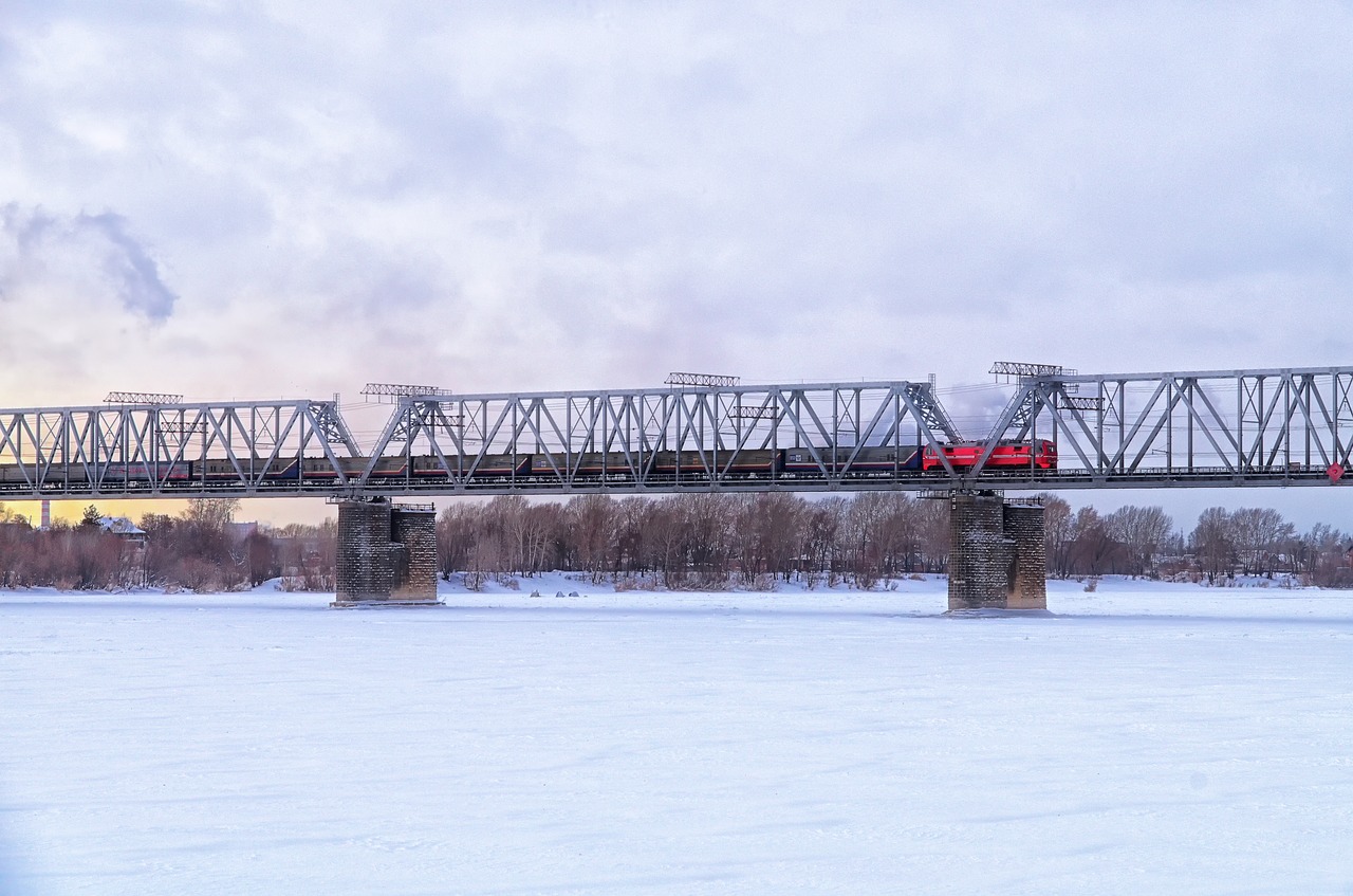 railway bridge winter free photo