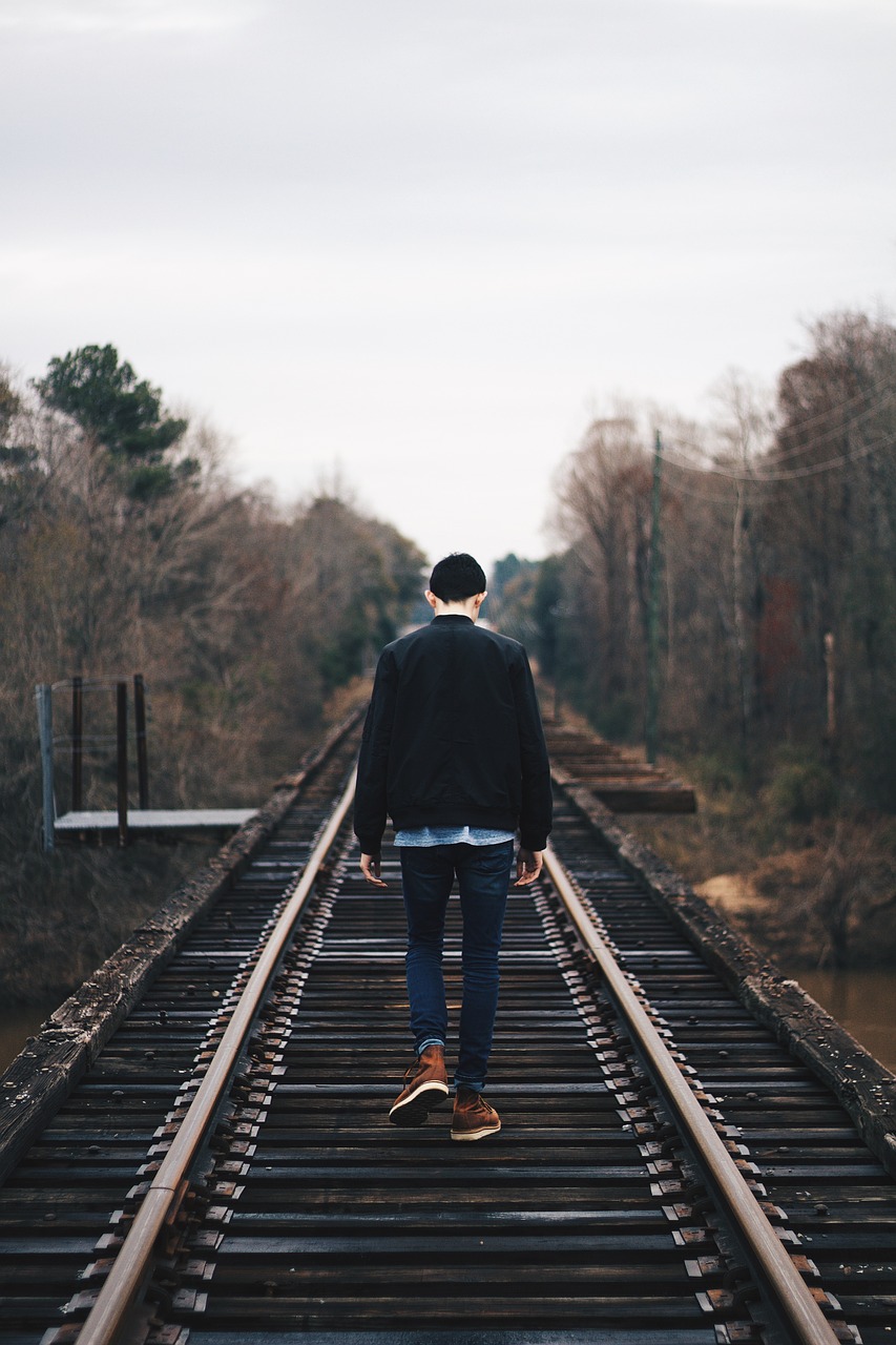 railway track people free photo